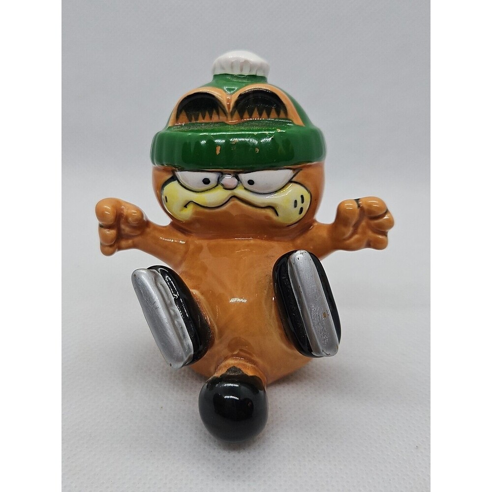 Vintage Garfield Ice Skating Fell On His Back Figurine 3" Enesco 1981